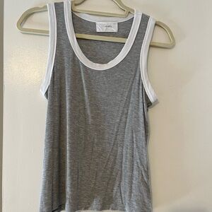 Gray Sleeveless Tank Top with White Trim